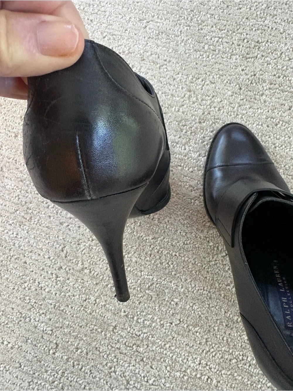 Ralph Lauren Black Leather Double Monk Strap Heels
